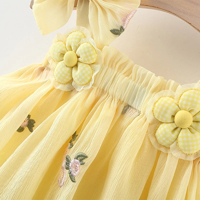 (0-3 Years Old) Baby Girl Dress, Summer Cotton Full Body Embroidered Suspender Princess Dress