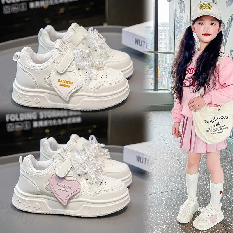 4 To 12 Years Autumn Children Shoes Girls Sneaker 2026 PU Leather Flat Shoes Kids Casual Sneaker Comfortable Cute Girls Shoes