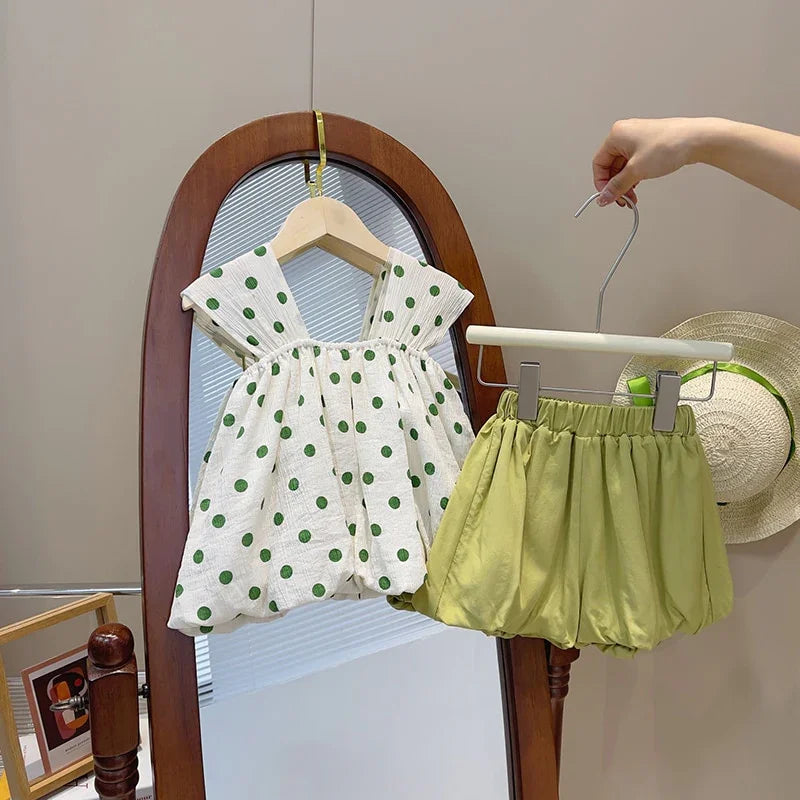 Angelica Girls Clothing Summer Short Sleeve Children Two Piece Set - GuGuTon baby store - Baby Fashion - Toddlers Outfits - Babies Outfits - Toddler Clothes - Kids Clothing - Newborn Clothes - Newborn Wear - Kids Wear - Trending Clothes - Trending Outfits - Fall Fashion - Winter Fashion - Girls Clothes - Boys Clothes - Babies Wear - Kids Accessories - KidsWear - Summer Clothes - Summer Fashion - Summer Trend - Falls Sweaters - Tops - Bottom - Jeans - Blouse - Dresses - Newborn Dresses - Toys