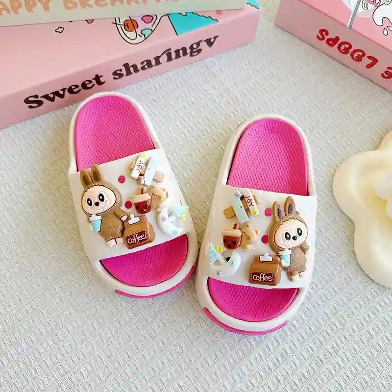 Cartoon Coffee-Themed Eva Slippers for Kids