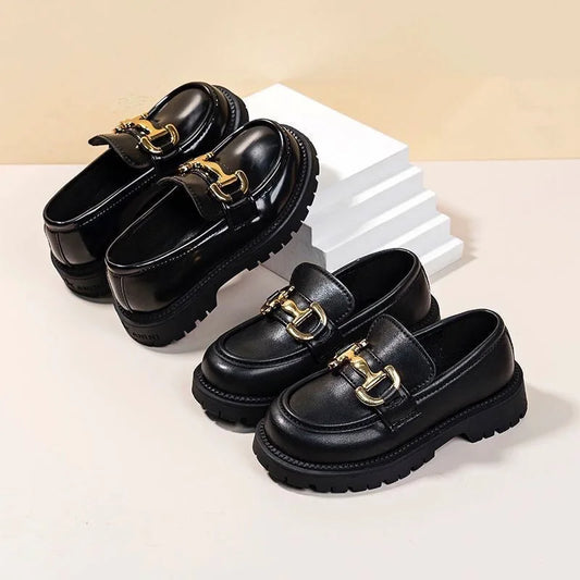 Girls' Black Princess Shoes 2024 Spring and Autumn Soft Soles Non-slip Foreign Style British Performance Loafers
