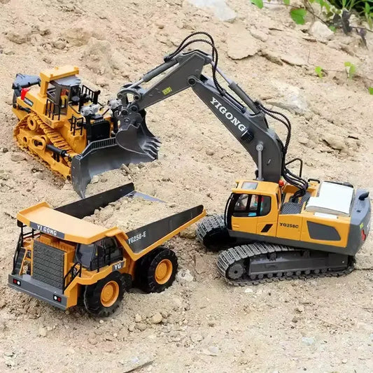 1:24 2.4G 11 Channels RC Construction Vehicle Set - Excavator/Dump Truck/Bulldozer
