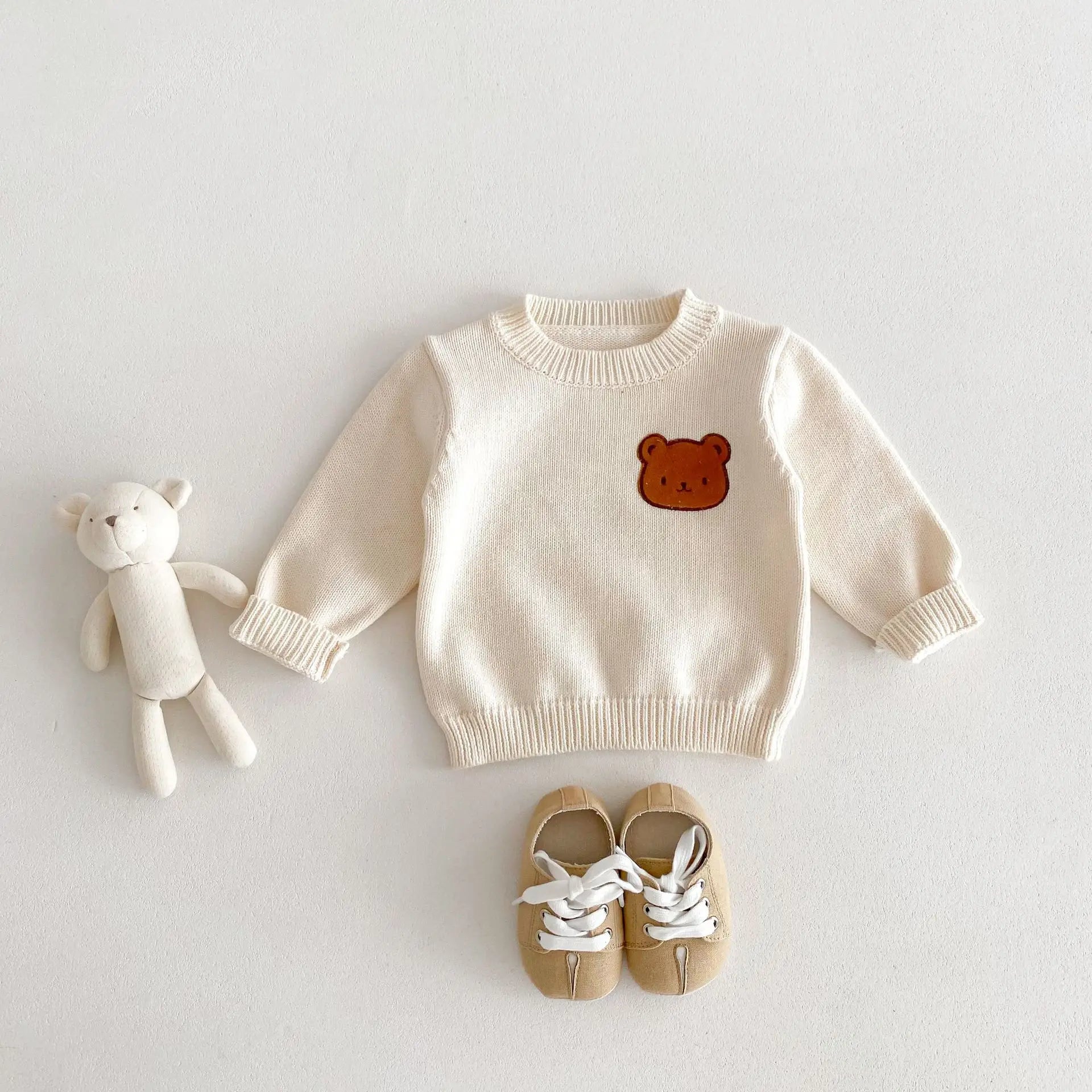 Ronny Cartoon Bear Patched Sweater - GuGuTon baby store - Baby Fashion - Toddlers Outfits - Babies Outfits - Toddler Clothes - Kids Clothing - Newborn Clothes - Newborn Wear - Kids Wear - Trending Clothes - Trending Outfits - Fall Fashion - Winter Fashion - Girls Clothes - Boys Clothes - Babies Wear - Kids Accessories - KidsWear - Summer Clothes - Summer Fashion - Summer Trend - Falls Sweaters - Tops - Bottom - Jeans - Blouse - Dresses - Newborn Dresses - Toys