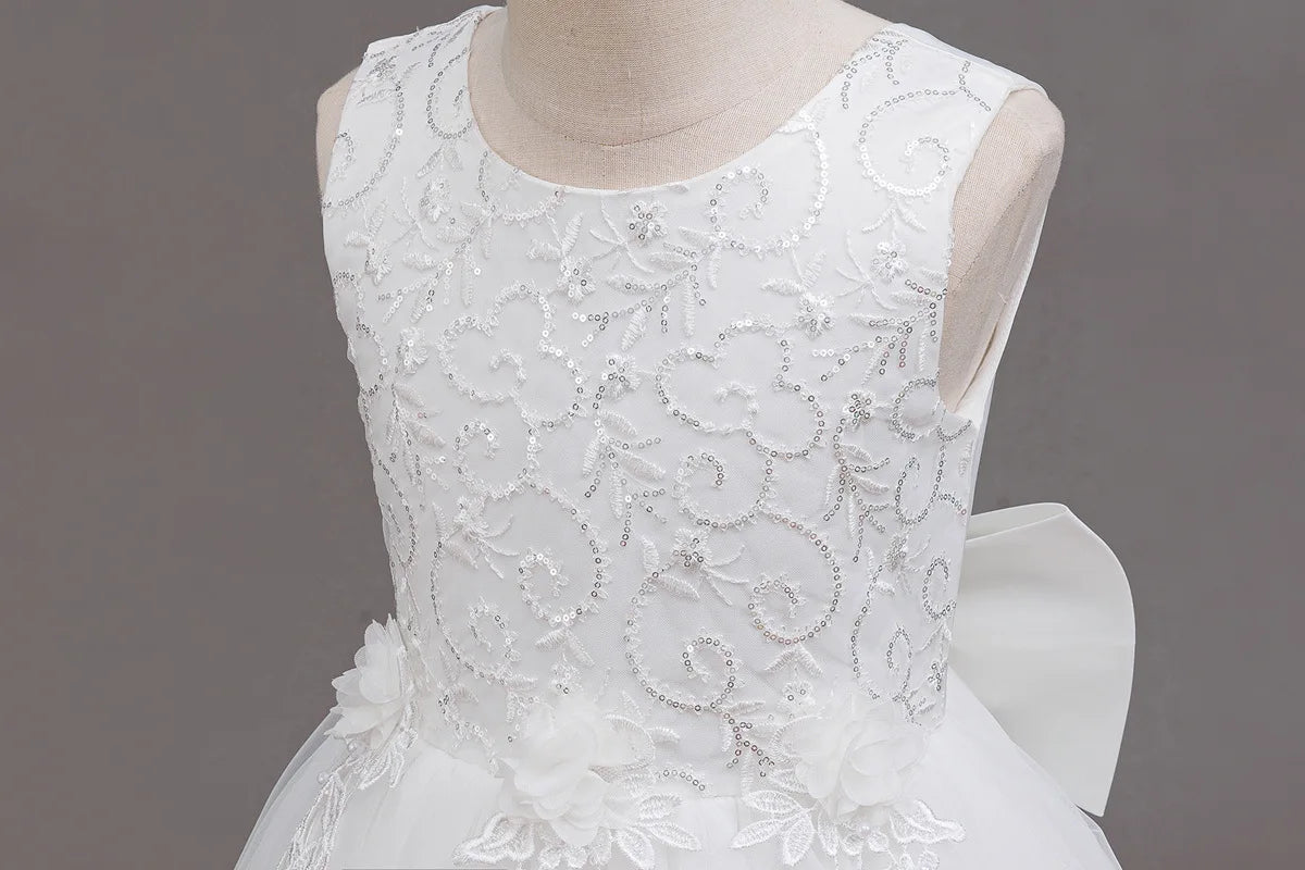4-12 Years Old Flower Girl Dress Elegant Girl Birthday Party Dress Tulle Embroidered Girl Prom Evening Dress