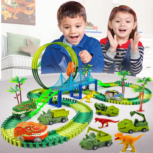 Children Electric Magic Climbing Dinosaur Track Toy Engineering Car Kids