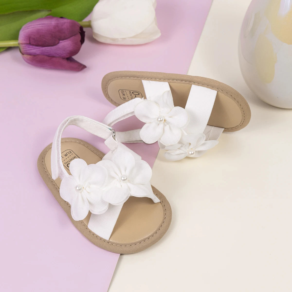 2025 New Baby Girls Shoes Flowers With Pearls Summer Cool Princess Sandals