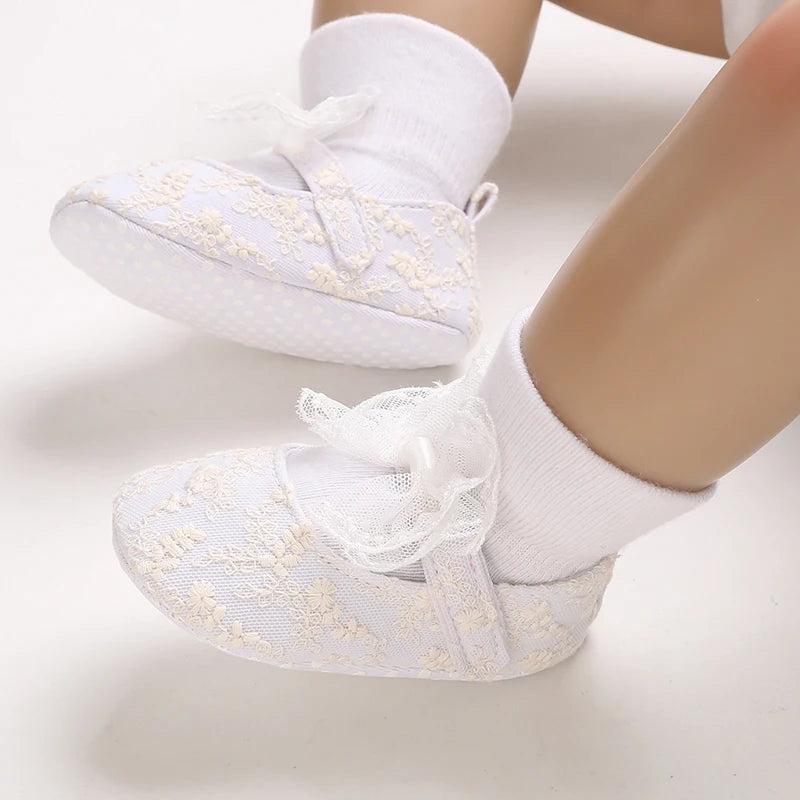 White Shoes for Baby Girl 0-18M Girl Soft Sole Princess Shoes Formal Wedding Birthday Party Toddler
