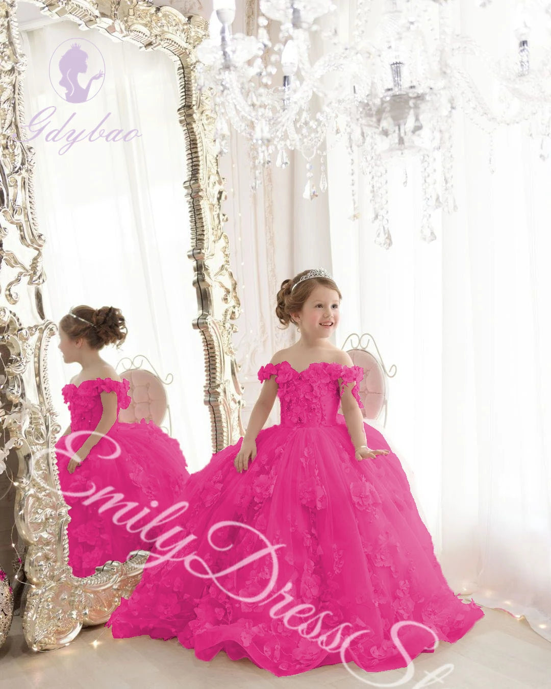 Customized Sky Blue Flower Girl Dress For Wedding Tulle Applqique Luxury Puffy Princess Kids Birthday First Communion Ball Gown