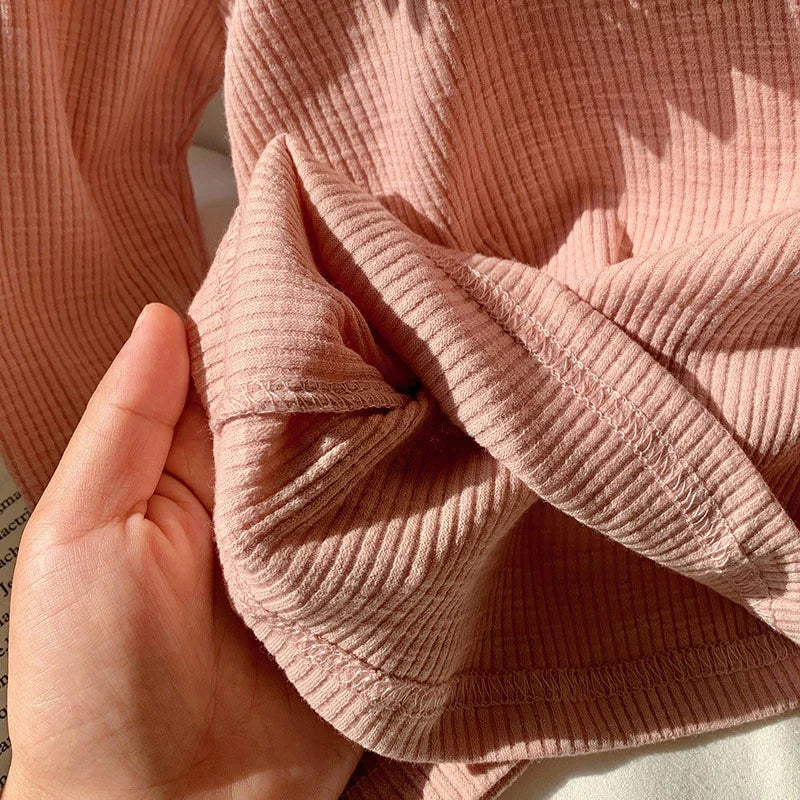 Korean Kids Ruffled Edge Knitwear Tops