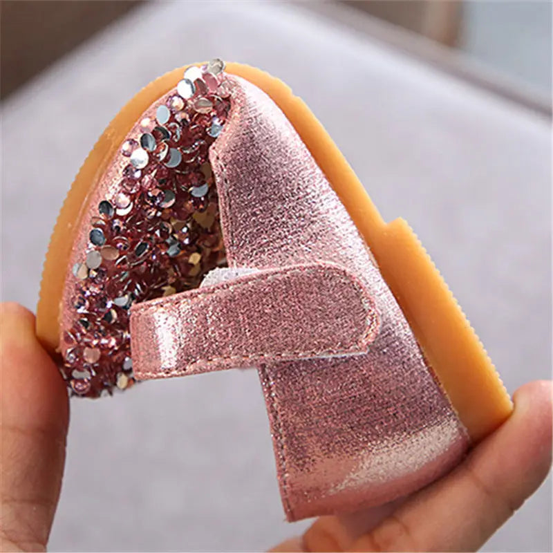 Spring and Autumn 2023 Girls' Sandals Low Heel Shallow Cut Sequin Princess Shoes Flat Shoes Pearl Decorative Kids' Shoes