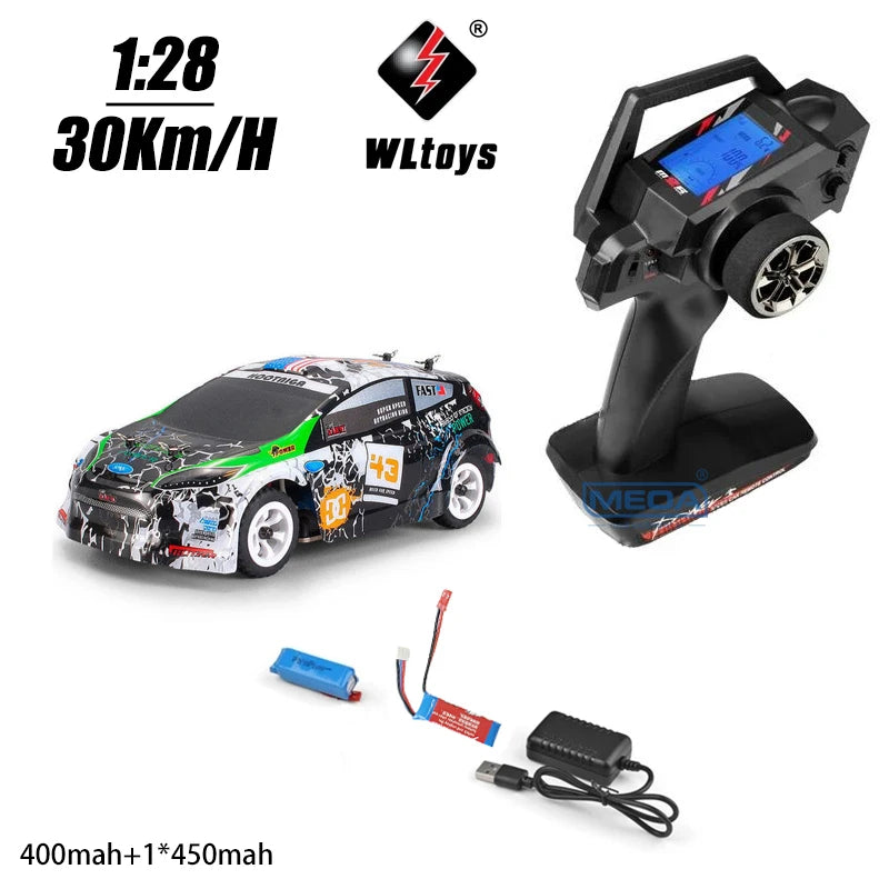 Wltoys 284010 30Km/H Mosquito RC Car 2.4GHz Off-Road RTR Rally Drift Car 4WD 1/28 V2/LCD/V8 Remote Control High Speed Racing