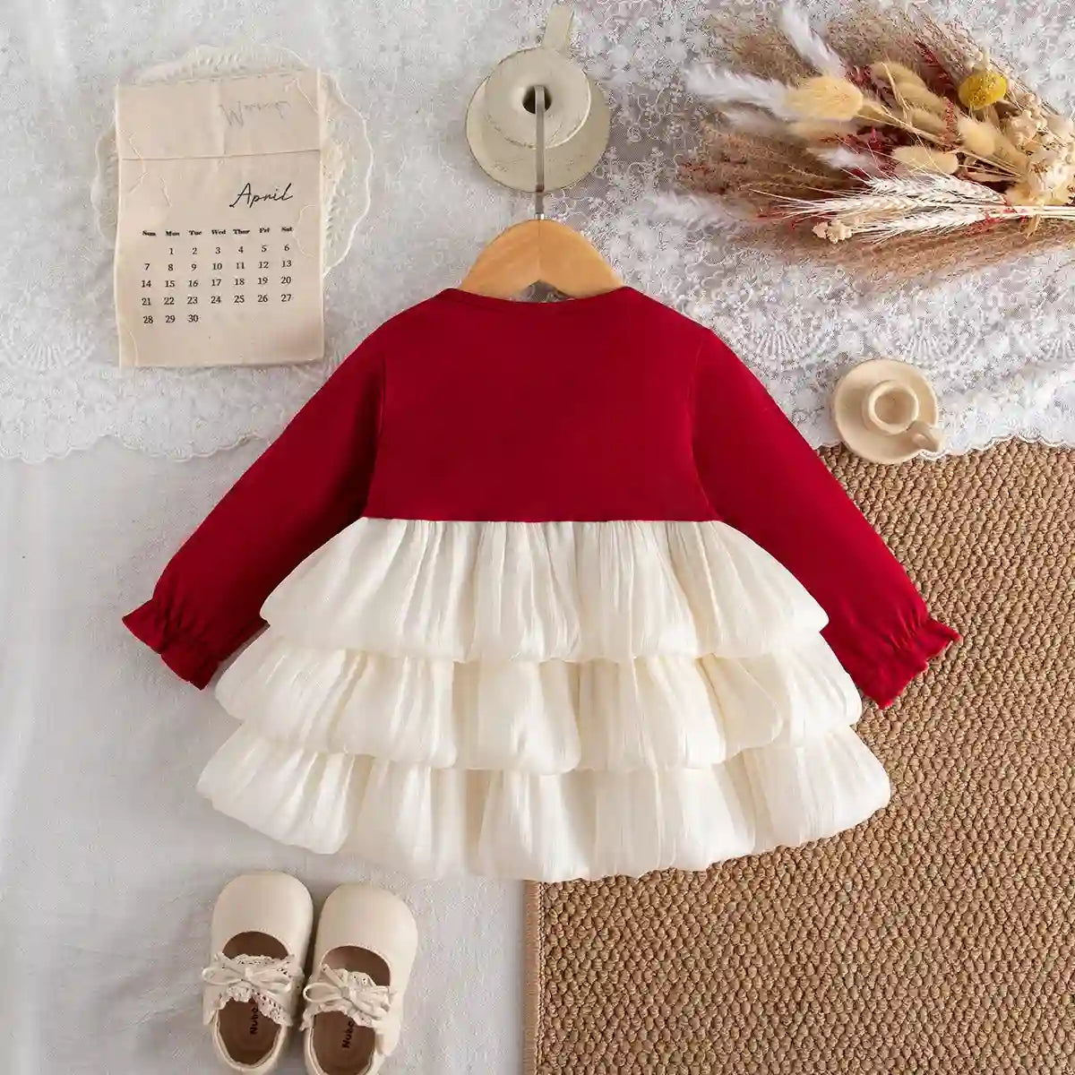 Sasha Spring And Autumn New Red Bow Baby Girl Dress