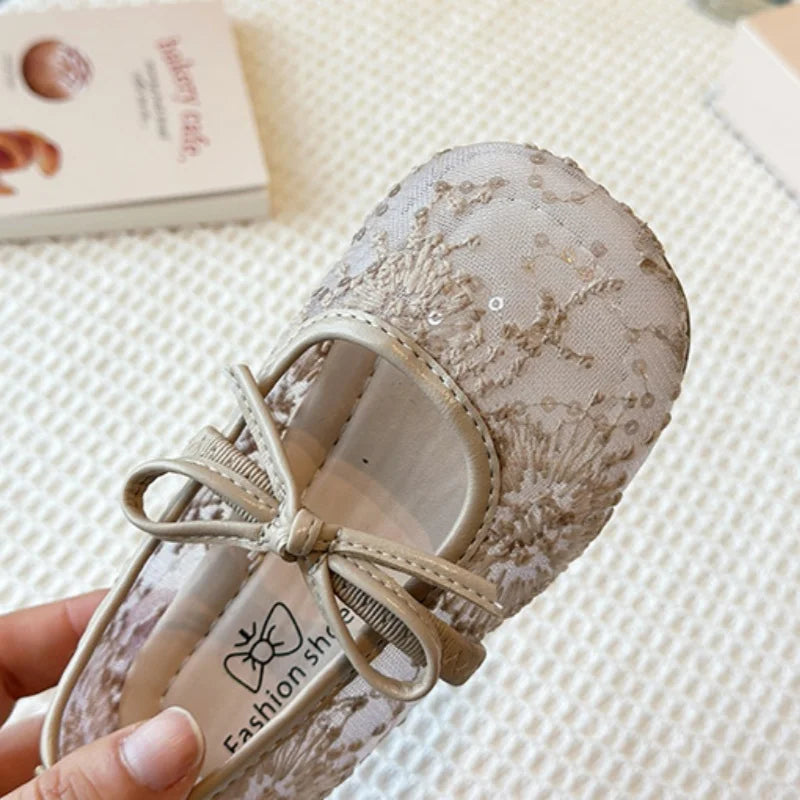 2026 Summer Kids Shoes Girls Sandals Lace Floral Princess Shoes