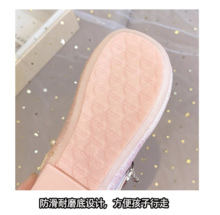 Girls Princess Shoes 3-18 Years Glittering Butterfly Decoration Children's Shoes