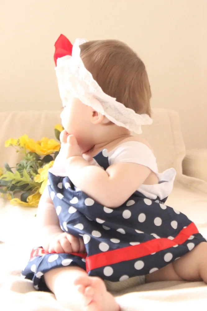 baby girl dress cute bows summer sleeveless little dress cool  blue white dots dress