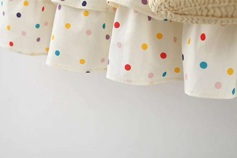 Cotton Dress for Baby Girl Heart Shaped Button Colorful Dress