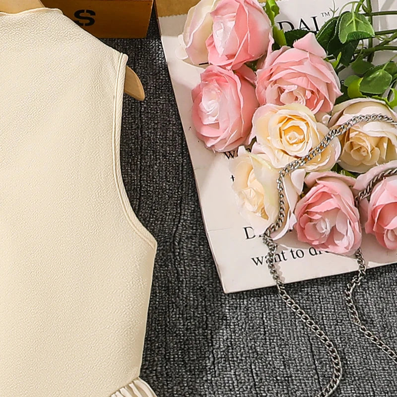 Kaia Beige Sleeveless A-Line Dress for Girls 8-12 Years