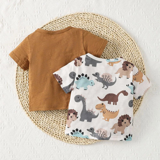 Luca Cute Dinosaur Short Sleeve Casual T-shirt