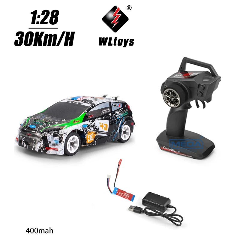 Wltoys 284010 30Km/H Mosquito RC Car 2.4GHz Off-Road RTR Rally Drift Car 4WD 1/28 V2/LCD/V8 Remote Control High Speed Racing