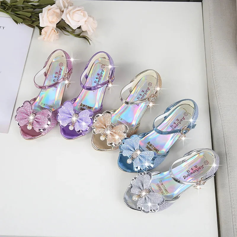 Girls Princess Shoes Summer Children High Heels Open-toe Party Wedding Toddlers Sandals