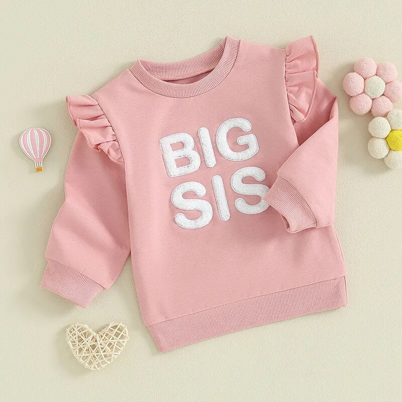 Paoly Sister Matching Big Sis Shirt/Lil Sis Ruffle Sleeve Long Sleeve