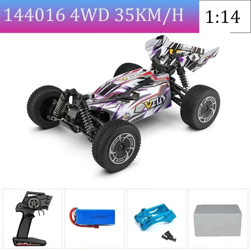 WLtoys144010 4WD Model with A Top Speed of 75 Km/h 1:14 Scale, High-speed Remote-controlled Off-road Drifting Racing Car for Boy