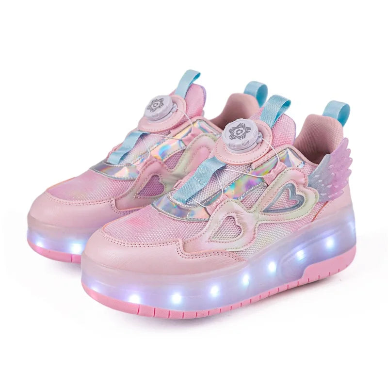 Walking shoes Girls shoes will shine skates New outdoor running pulley