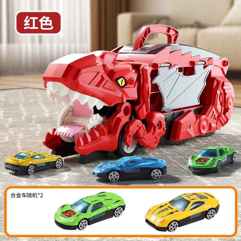 Dinosaur Toys for Kids Boys Ages 3-5, Car Track Set Dinosaur Transport Truck with Diecast Cars