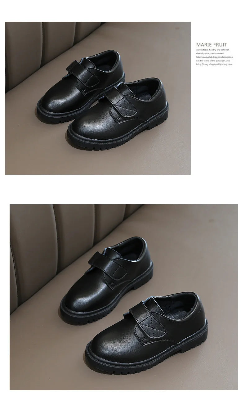 Boys Shoes Children Leather Shoes For Big Kids Teenagers Size 27-38 For Big Boy Formal Wedding Shoes British Style Simple Black