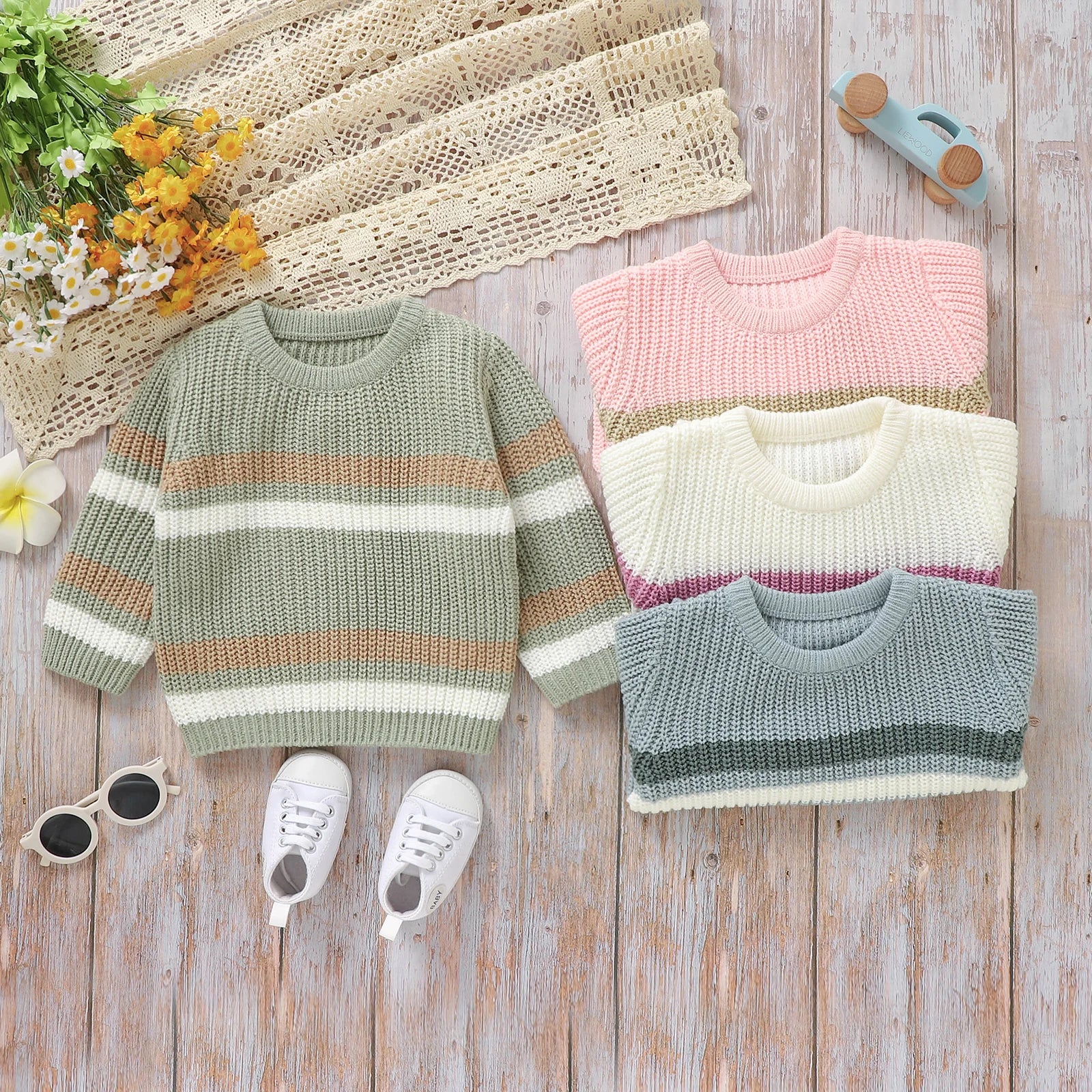 Will Knitted Warm Long Sleeve Stripe Sweater - GuGuTon baby store - Baby Fashion - Toddlers Outfits - Babies Outfits - Toddler Clothes - Kids Clothing - Newborn Clothes - Newborn Wear - Kids Wear - Trending Clothes - Trending Outfits - Fall Fashion - Winter Fashion - Girls Clothes - Boys Clothes - Babies Wear - Kids Accessories - KidsWear - Summer Clothes - Summer Fashion - Summer Trend - Falls Sweaters - Tops - Bottom - Jeans - Blouse - Dresses - Newborn Dresses - Toys
