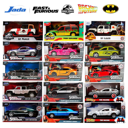 JADA 1:32 Diecast Alloy Car Model Fast Furious Jurassic Back Future Metal Toy