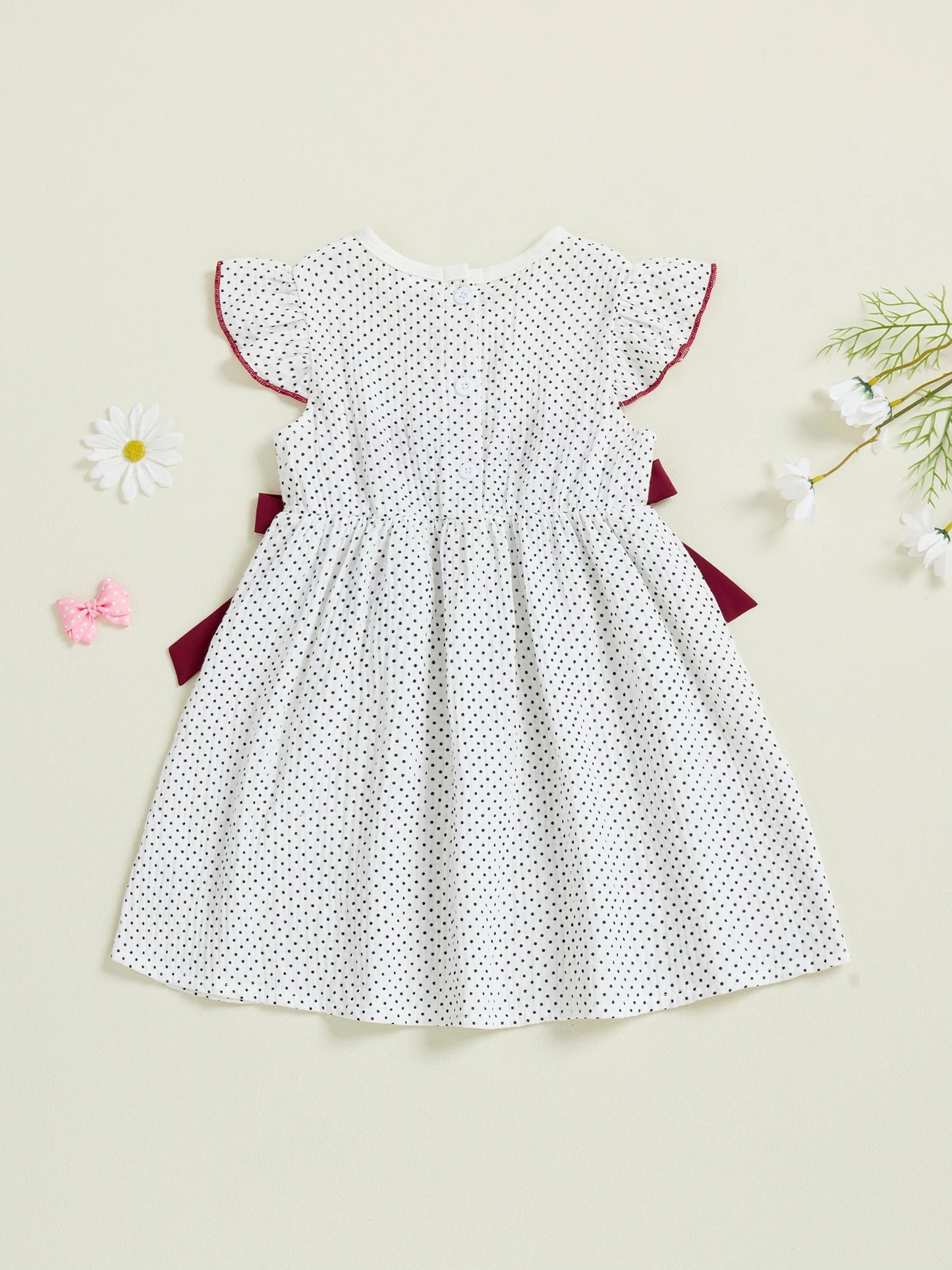 Toddler Girl Sleeveless Ruffle Dress with Round Neck and Polka Dot Print A-Line Summer Dress for Baby Girl Cute Casual Dress