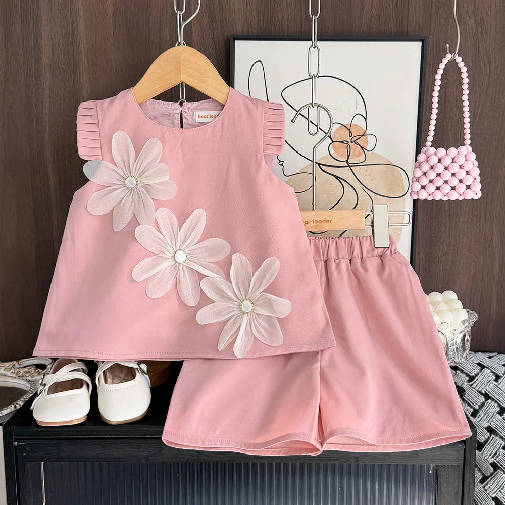 Bear Leader 2-7 Years Summer New 3D Flower Vest Dress