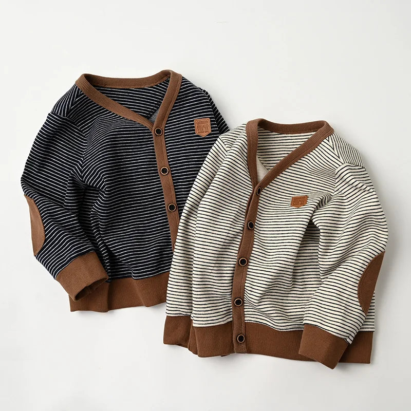 Bernie V-neck Striped Kids Knitting Sweater