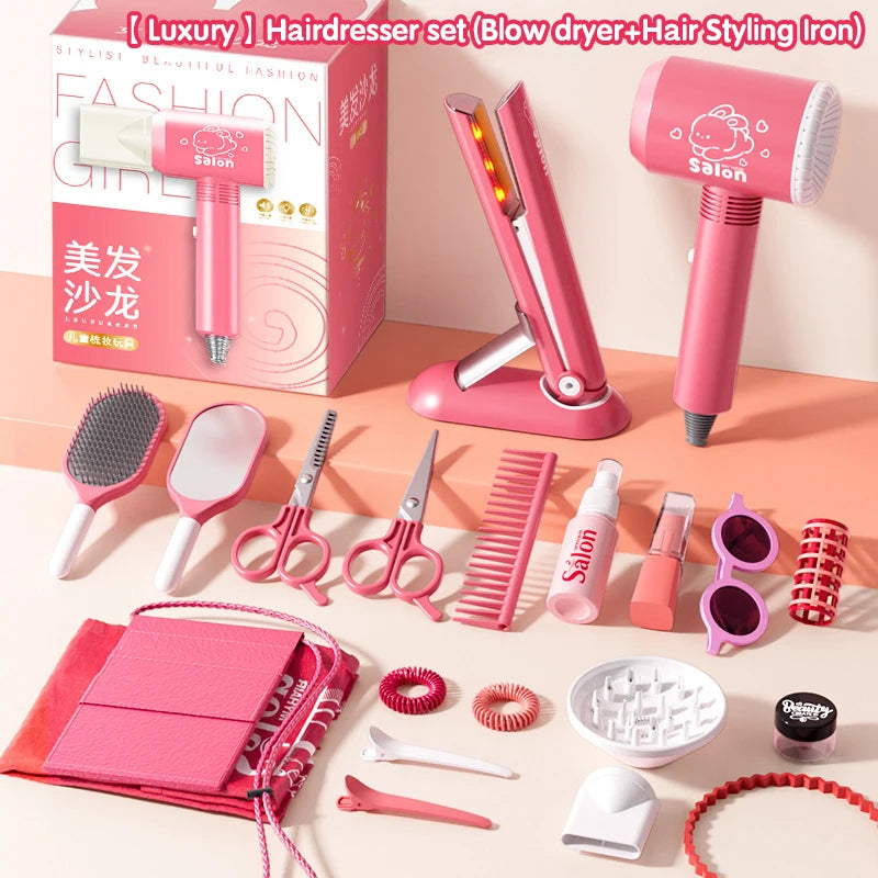Girls' Beauty Toys Fashion Barber Role Playing Games Simulation Haircut Children Hair Dryer Child Pretend House Play Children