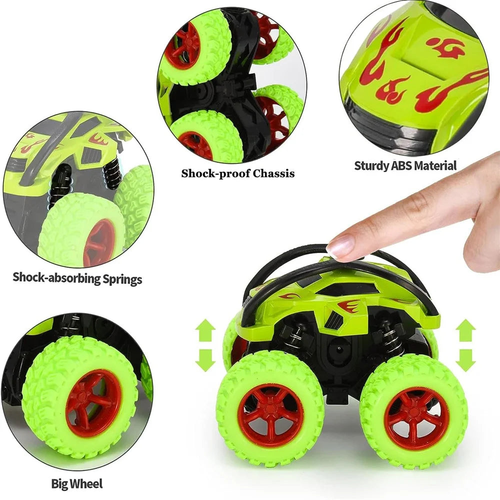 Monster Trucks Toys for Boys - Toddler Push & Go Stunt Cars with Flip Action, Race Car Set for Kids