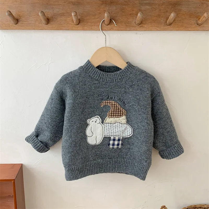 Josias Plus Velvet Knitted Cartoon Bear Sweater - GuGuTon baby store - Baby Fashion - Toddlers Outfits - Babies Outfits - Toddler Clothes - Kids Clothing - Newborn Clothes - Newborn Wear - Kids Wear - Trending Clothes - Trending Outfits - Fall Fashion - Winter Fashion - Girls Clothes - Boys Clothes - Babies Wear - Kids Accessories - KidsWear - Summer Clothes - Summer Fashion - Summer Trend - Falls Sweaters - Tops - Bottom - Jeans - Blouse - Dresses - Newborn Dresses - Toys
