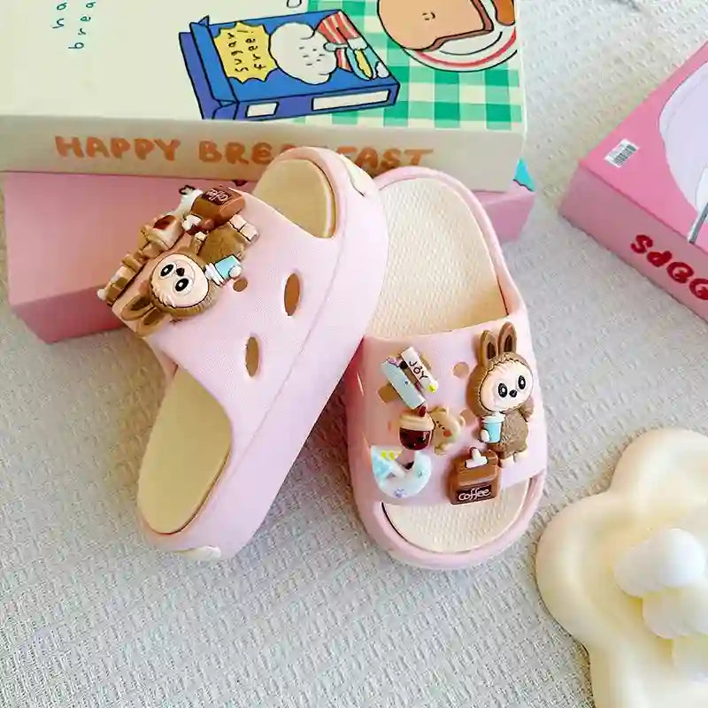 Cartoon Coffee-Themed Eva Slippers for Kids