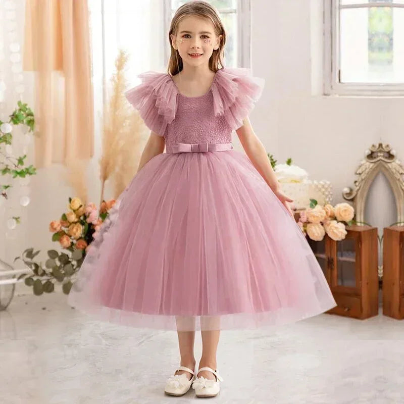 Baby Girls Bridesmaid Dress New Ruffles Lace Pageant Gown Girl Dress