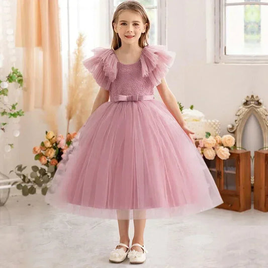 Baby Girls Bridesmaid Dress New Ruffles Lace Pageant Gown Girl Dress