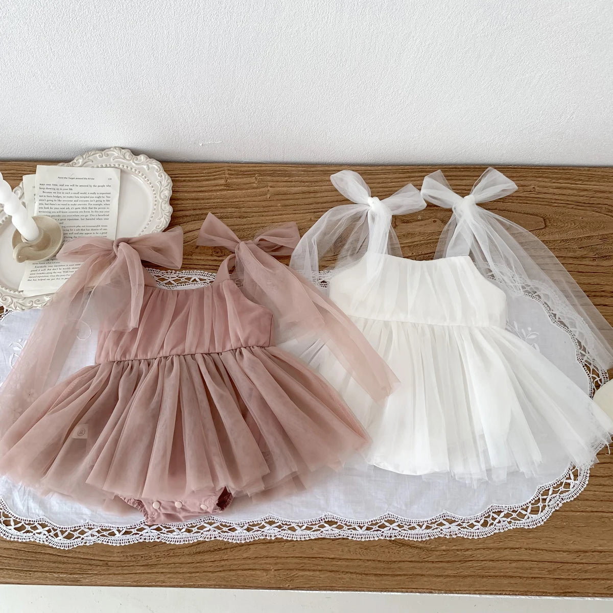 Summer Baby Romper Set Lace Polka Dots Toddler Princess Dress