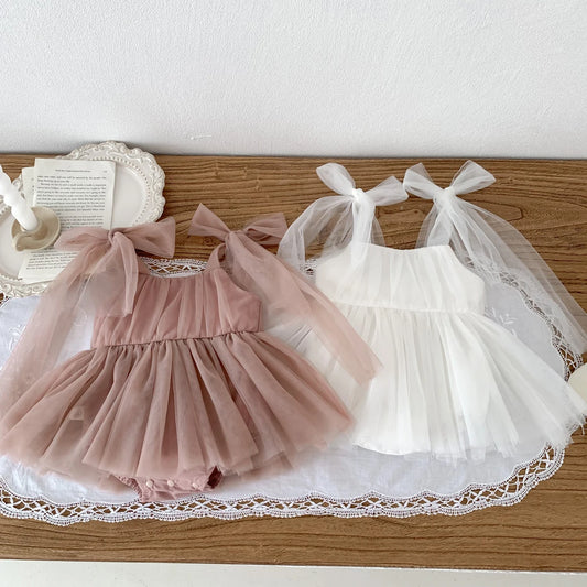 Summer Baby Romper Set Lace Polka Dots Toddler Princess Dress