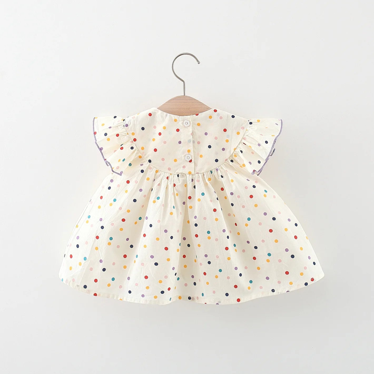 Kadia Polka Dot Baby Dress with Flower Embroidery
