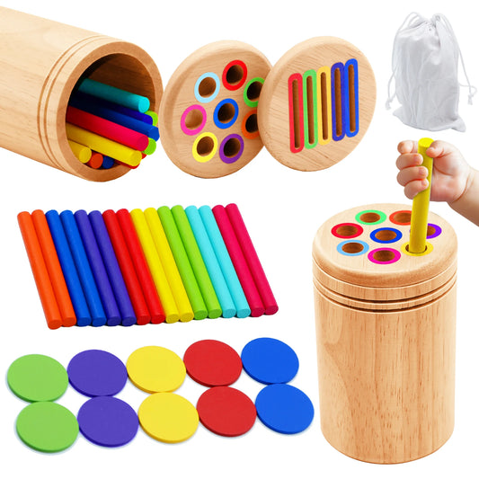 Montessori Wooden Toys Color Sorting Fine Motor Toys Shape Matching Sensory Toys Early Educational
