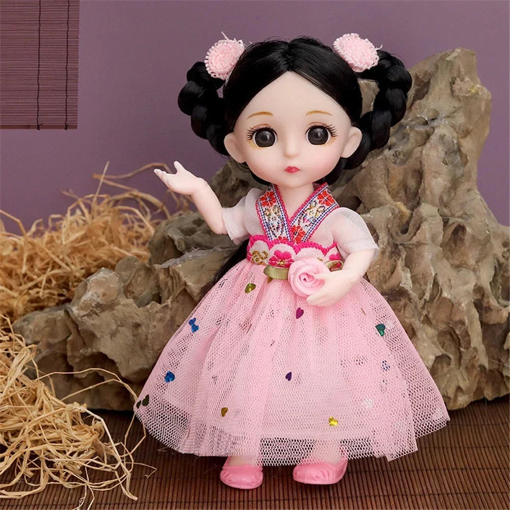 16cm 1/12 Girl Princess Doll BJD Doll with Clothes Shoes Movable 13 Joints Cute Sweet Face Child Gift DIY Dress Up Toys for Kids