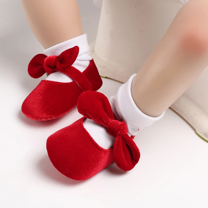 0-18M Newborn Infant Baby Girls Shoes Velvet Red Christmas 0-18M Princess Girl