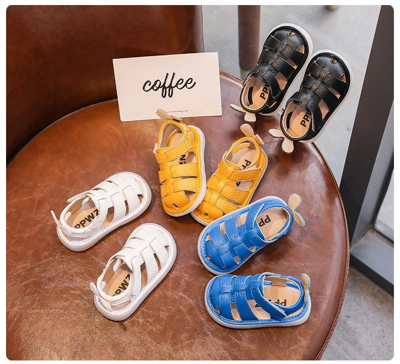 Baby Girls Boys Sandals 2025 Summer Infant Toddler Shoes Genuine Leather Soft-soled School Kids Shoes Children Beach Sandals