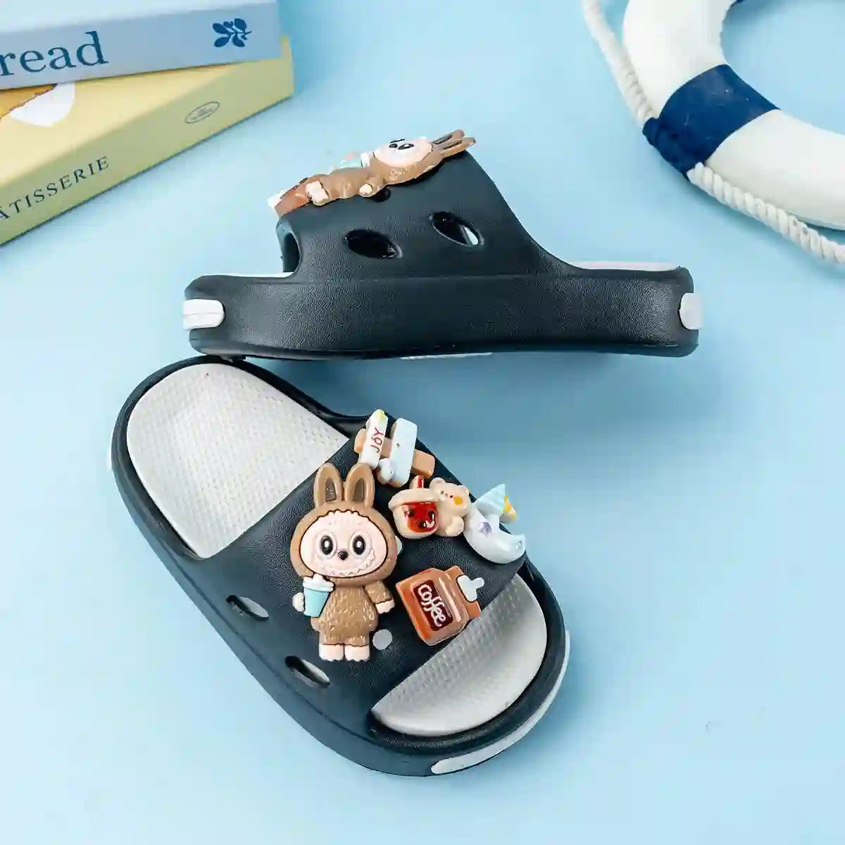Cartoon Coffee-Themed Eva Slippers for Kids