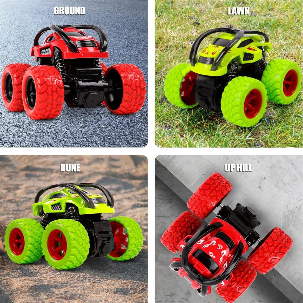 Monster Trucks Toys for Boys - Toddler Push & Go Stunt Cars with Flip Action, Race Car Set for Kids