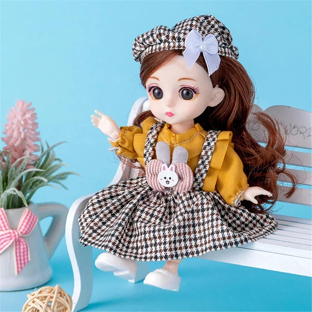 16cm 1/12 Girl Princess Doll BJD Doll with Clothes Shoes Movable 13 Joints Cute Sweet Face Child Gift DIY Dress Up Toys for Kids